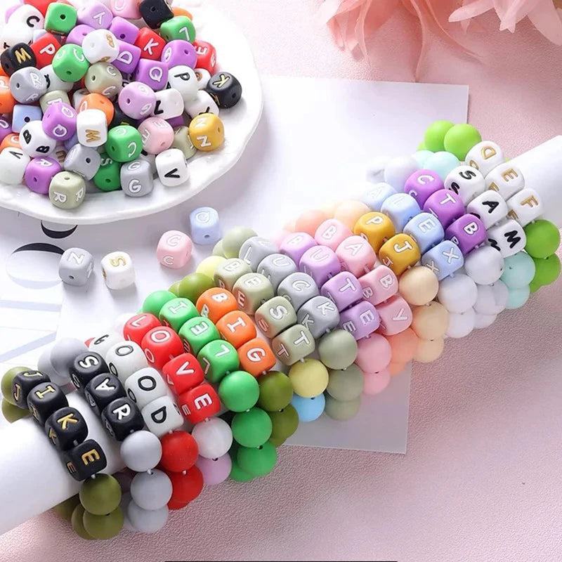 26Pcs Silicone English Letter Beads 12mm Alphabet Silicone Chewing Bead for Pacifier Clip Chain Teether Accessories BPA Free - PST PS Tradings