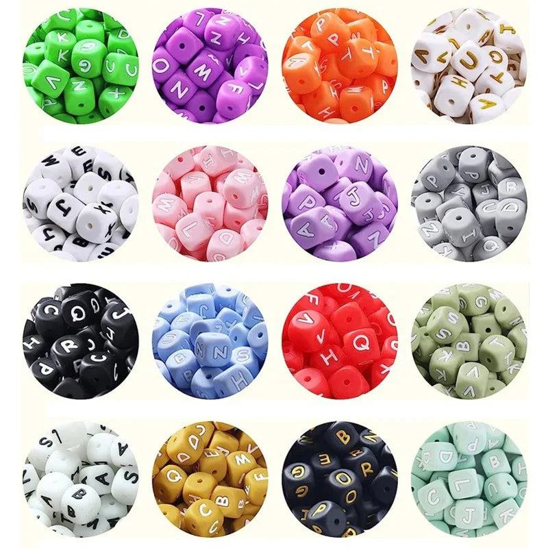 26Pcs Silicone English Letter Beads 12mm Alphabet Silicone Chewing Bead for Pacifier Clip Chain Teether Accessories BPA Free - PST PS Tradings