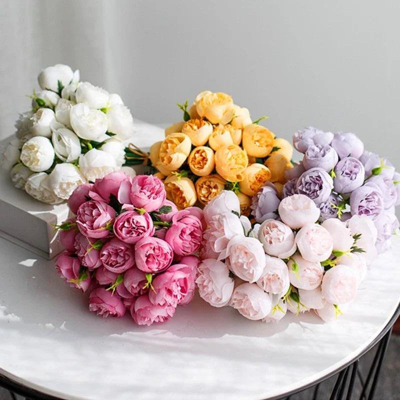 27Heads Peony Artificial Flowers for Home Vase DIY Decor Bride Rose Bouquet Fake Flower Wedding Party Centerpieces Decoration - PST PS Tradings