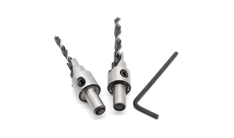 2pc Countersink Drilling 3 Steps Pilot Drill Bits Set Reamer Screw Wood Window Hinge Hole Saw Chamfer 4 6 5 7mm steps 8mm Shank