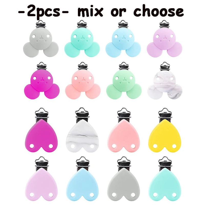 2PCS Lofca Silicone Clips Round Shaped Baby Pacifier Round Clips BPA Free DIY Pacifier for Chain Nursing Teething - PST PS Tradings