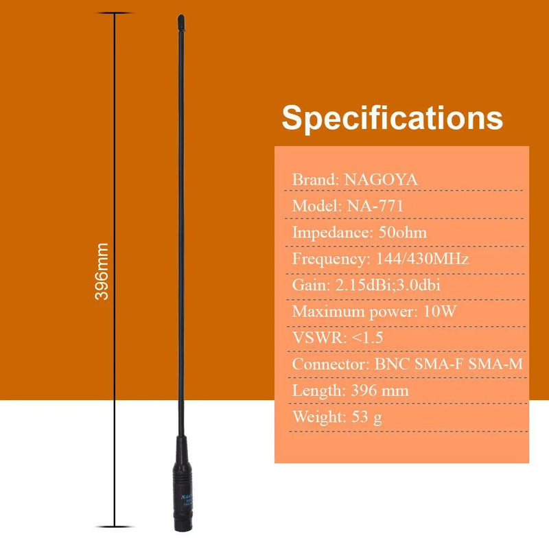 2PCS NAGOYA NA-771 SMA Female SMA-F Dual Wide Band Flexible Antenna VHF/UHF 144/430MHz Two Way Radio  BAOFENG UV-5R BF-888S