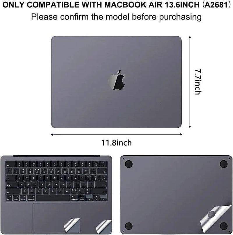 3-in-1 Laptop Cover Skin Sticker Decals Protective Palm Rest Touchpad Film For MacBook Air M3 A3113 2024 2022 13.6" M2 A2681 - PST PS Tradings