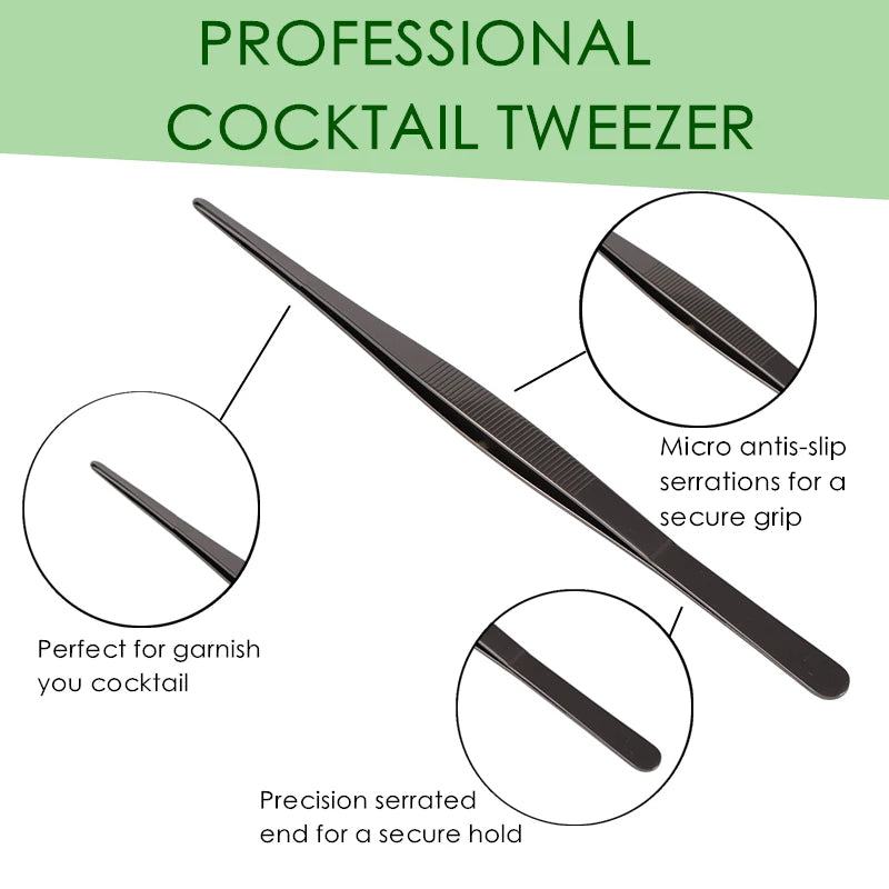 30cm Stainless Steel Kitchen & Bar Tweezer Food Tongs Kitchen Cooking Medical Tweezers Bar Tool - PST PS Tradings