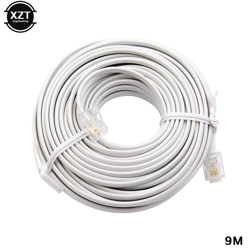 30M/15M/12M/9M/6M/3M RJ11 6P4C Telephone Extension Cable Connector HOT SALE