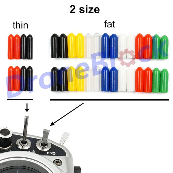 36 PCS RC Transmitter Switch Covers Colorful Rubber Anti-Slipping Cap for Jumper T16 T18 FrSky X9D QX7 Flysky Spektrum DX8e