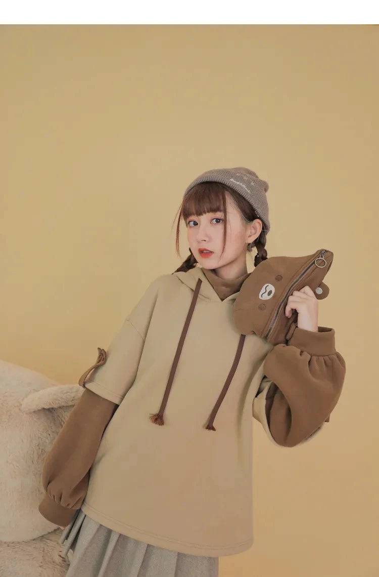 3XL Harajuku Aesthetic Bear Anime Hoodie Women Korean Kawaii Crewneck Long Sleeve Oversize Streetwear Kpop Y2K Winter Cloth Top - Property & Safety Tradings