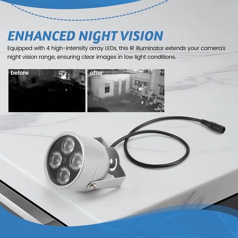 4 Array Leds Infrared Waterproof Night Vision IR Illuminator Light Fill Light DC 12V For Security Camera - PST PS Tradings