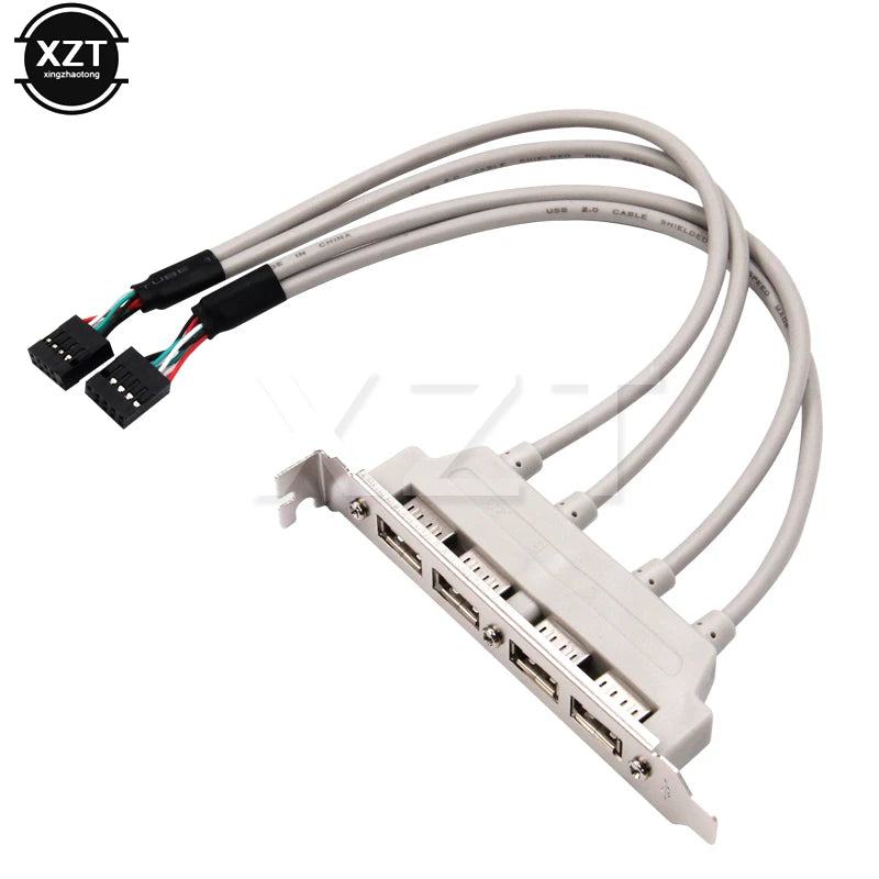 4 Port USB 2.0 to 9 Pin MainBoard Header Bracket Extension Cable for Computer Rear Panel Bracket 9Pin HOT SALE Adapter  newest