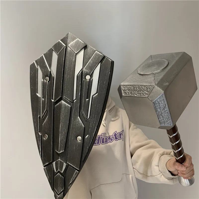 44cm Thor's Hammer Cosplay 1:1 Thunder Hammer Weapons Model Kids Gift Avengers Superhero Role Playing Captain America Iron Man