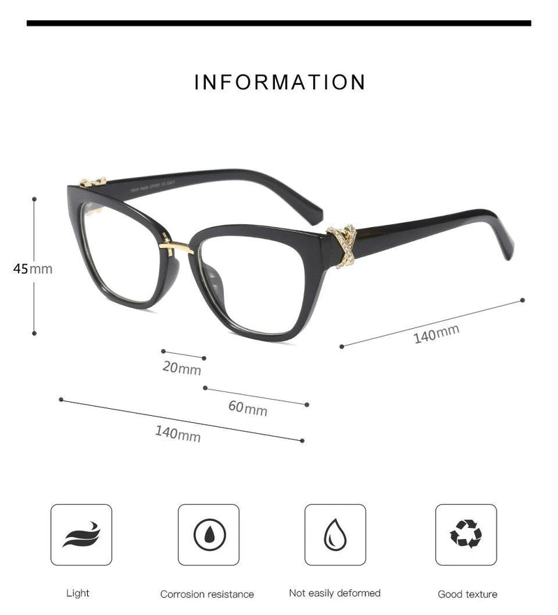 45605 Cat Eye Glasses Frames Women Rhinestone Decoration Styles Optical Fashion Computer Glasses