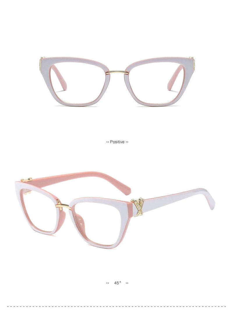 45605 Cat Eye Glasses Frames Women Rhinestone Decoration Styles Optical Fashion Computer Glasses