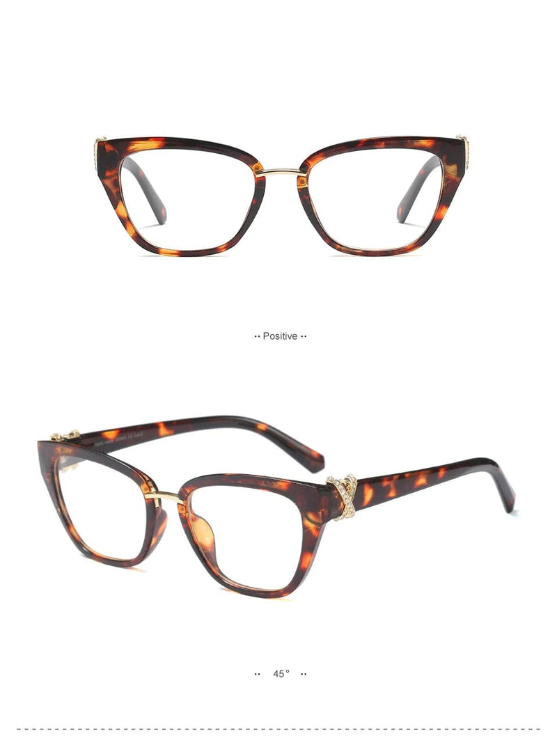 45605 Cat Eye Glasses Frames Women Rhinestone Decoration Styles Optical Fashion Computer Glasses