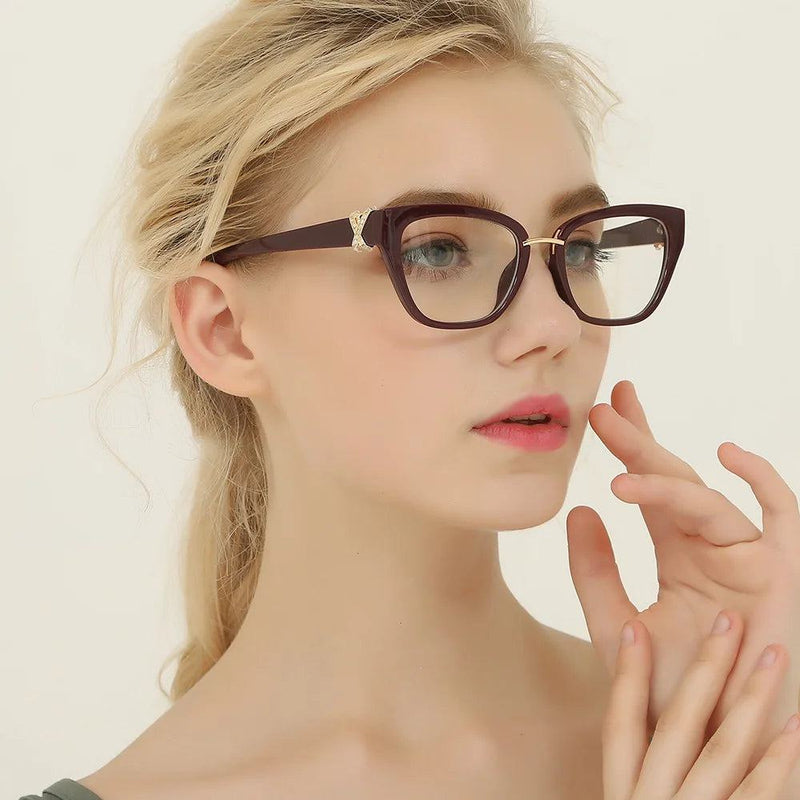 45605 Cat Eye Glasses Frames Women Rhinestone Decoration Styles Optical Fashion Computer Glasses