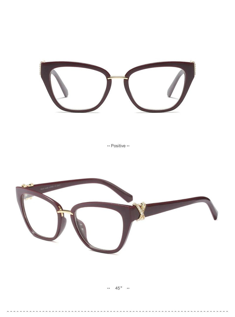 45605 Cat Eye Glasses Frames Women Rhinestone Decoration Styles Optical Fashion Computer Glasses