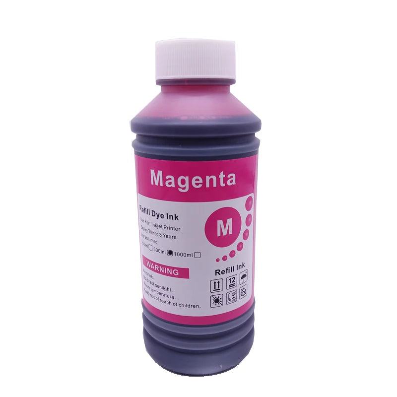 500ML Universal BK C M Y Refill Dye Based Ink Large Capacity Use For Epson Canon HP Brother Lexmark Samsung Dell Inkjet Printer - PST PS Tradings