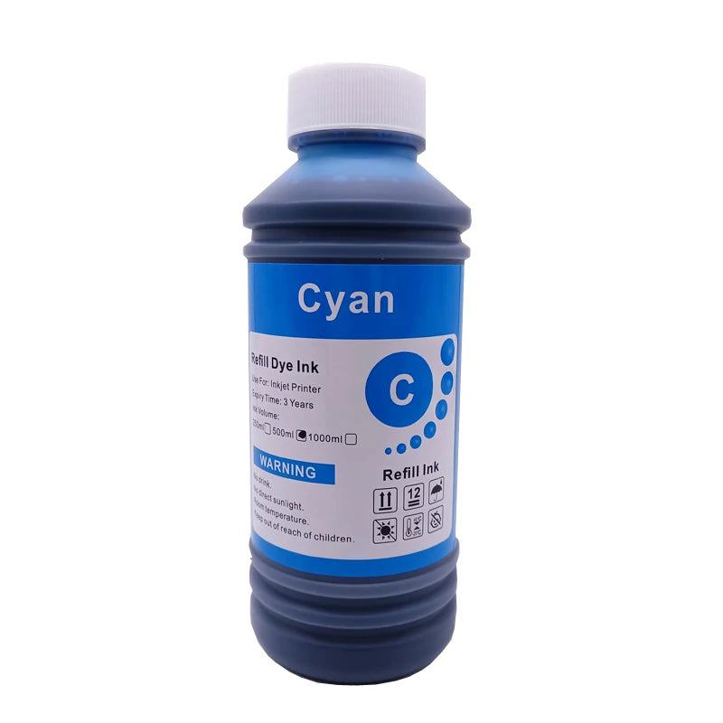 500ML Universal BK C M Y Refill Dye Based Ink Large Capacity Use For Epson Canon HP Brother Lexmark Samsung Dell Inkjet Printer - PST PS Tradings