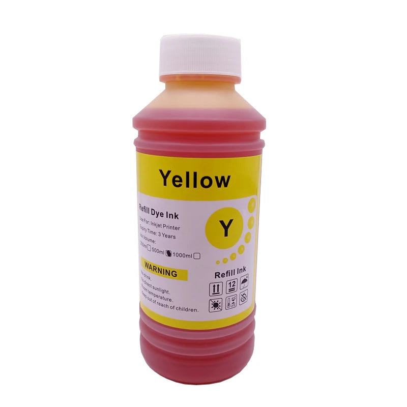 500ML Universal BK C M Y Refill Dye Based Ink Large Capacity Use For Epson Canon HP Brother Lexmark Samsung Dell Inkjet Printer - PST PS Tradings