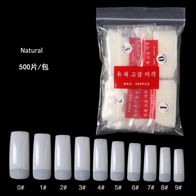 500pcs Half Cover False Nails Press on Nails Tips Clear Acrylic Nails 10 Sizes   for Nail Salons and DIY Nail Art A-08