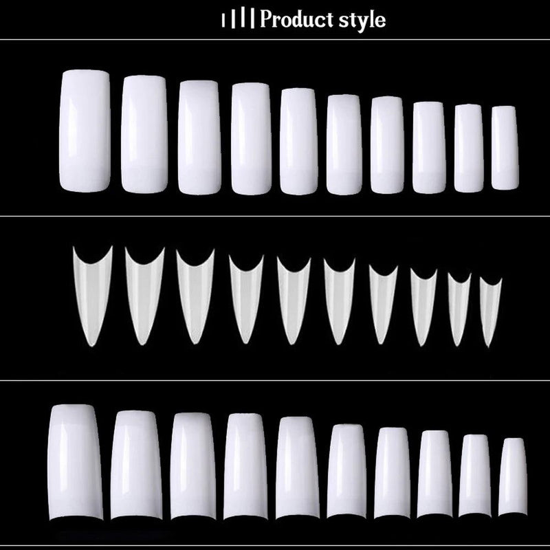 500pcs Half Cover False Nails Press on Nails Tips Clear Acrylic Nails 10 Sizes   for Nail Salons and DIY Nail Art A-08