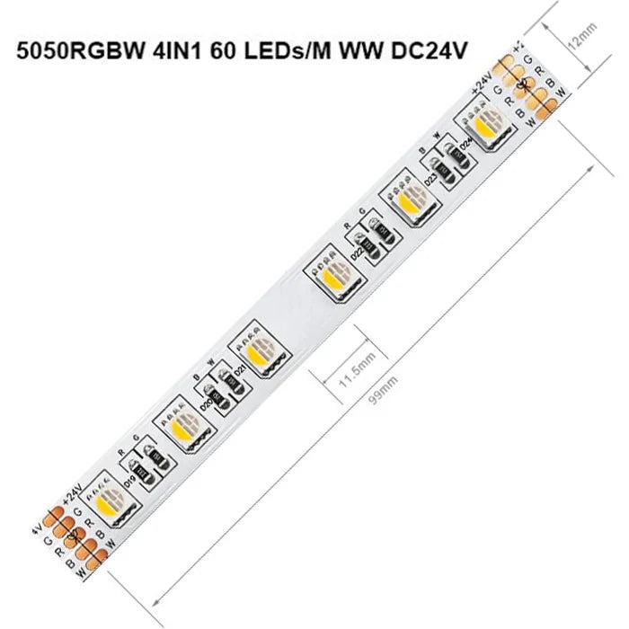 5m 5050 RGBW Led Lights 4pin RGB Led Strip 5pin 4in1 RGBWW RGBCW Led Strip Light 6pin 5in1 RGBCCT Light Strip 12V 24V Waterproof