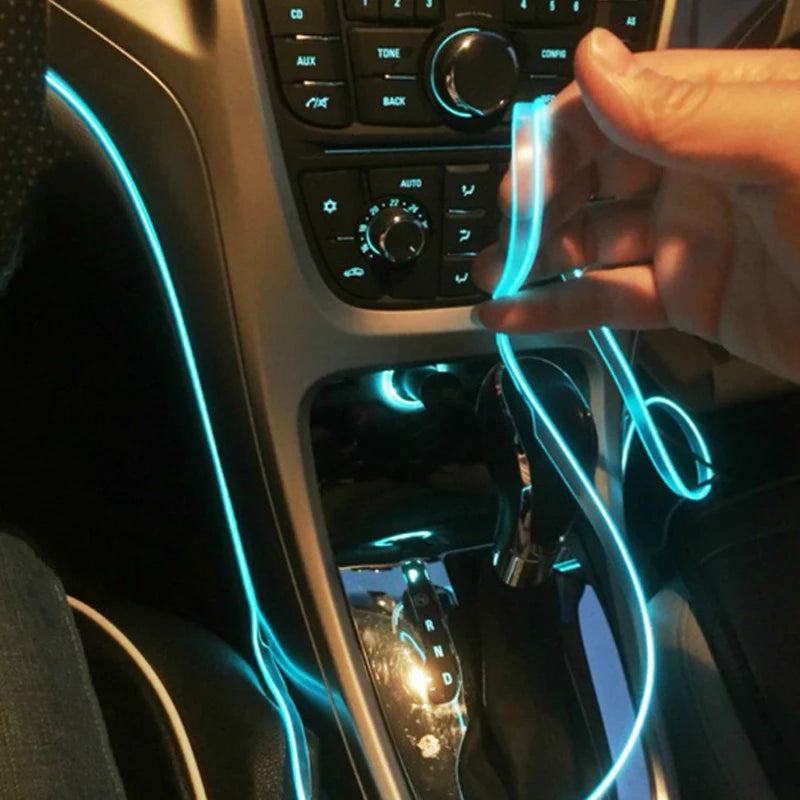 5m Car Interior Accessories Atmosphere Lamp EL Cold Light Line With USB DIY Decorative Dashboard Console Auto LED Ambient Lights - PST PS Tradings