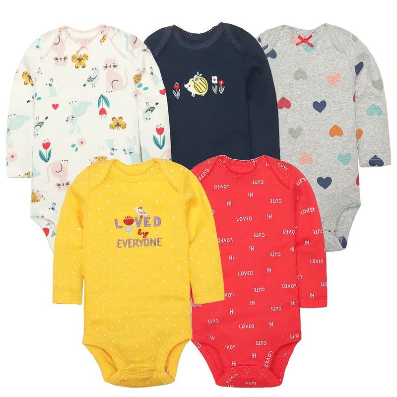 5PCS/LOT Cotton Baby Bodysuits Unisex Infant Jumpsuit Fashion Baby Boys Girls Clothes Long Sleeve Newborn Baby Clothing Set - PST PS Tradings