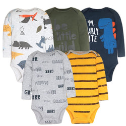 5PCS/LOT Cotton Baby Bodysuits Unisex Infant Jumpsuit Fashion Baby Boys Girls Clothes Long Sleeve Newborn Baby Clothing Set - PST PS Tradings