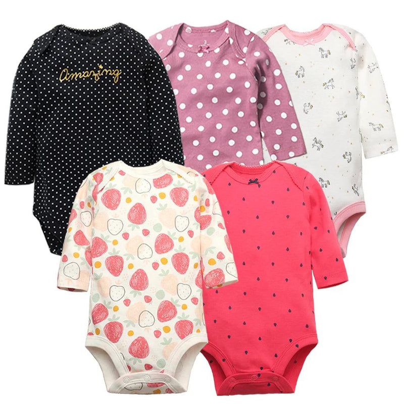 5PCS/LOT Cotton Baby Bodysuits Unisex Infant Jumpsuit Fashion Baby Boys Girls Clothes Long Sleeve Newborn Baby Clothing Set - PST PS Tradings