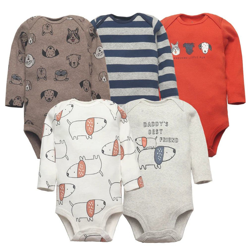 5PCS/LOT Cotton Baby Bodysuits Unisex Infant Jumpsuit Fashion Baby Boys Girls Clothes Long Sleeve Newborn Baby Clothing Set - PST PS Tradings