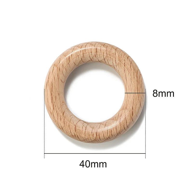 5Pcs Wooden Ring Circle Beech DIY Molar Rod Toys Wood Necklace Pendant Food Grade Beech Wood Teething Baby Teether 40/55/70mm - PST PS Tradings