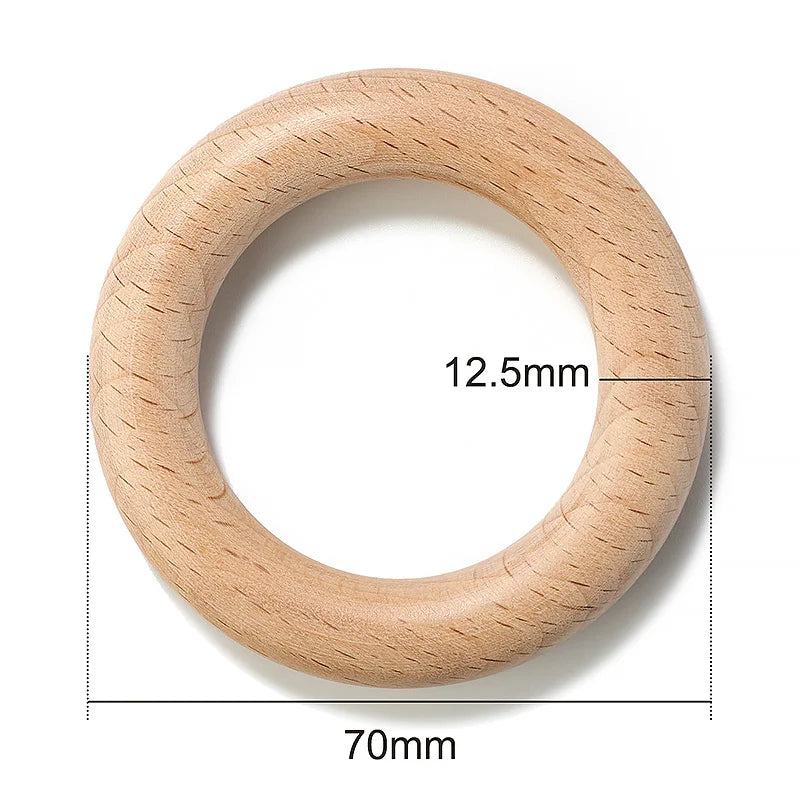 5Pcs Wooden Ring Circle Beech DIY Molar Rod Toys Wood Necklace Pendant Food Grade Beech Wood Teething Baby Teether 40/55/70mm - PST PS Tradings