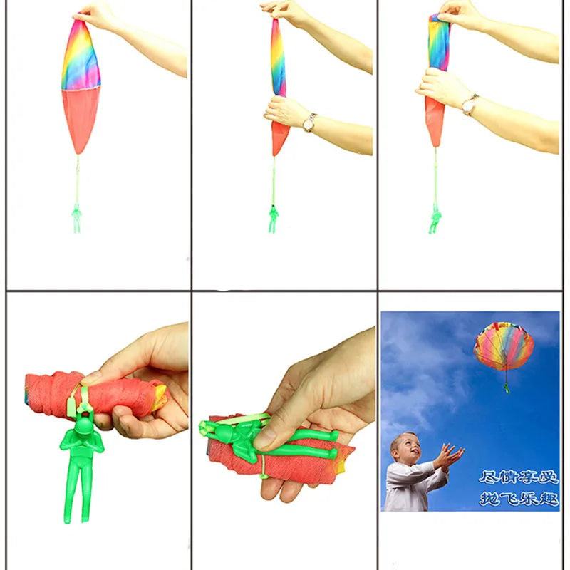 5Set Kids Hand Throwing Parachute Toy For Children's Educational Parachute With Figure Soldier Outdoor Fun Sports Play Game