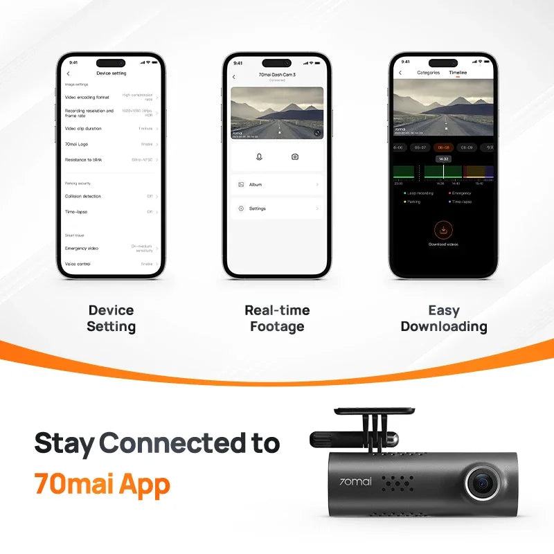 70mai Smart Dash Cam 3 M200 Voice Control 1080P 130FOV Wifi 70mai Car DVR Car Recorder Auto Recorder Wifi Parking Monitori - PST PS Tradings