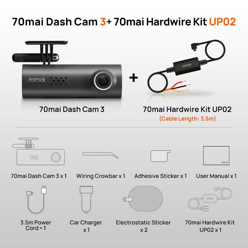 70mai Smart Dash Cam 3 M200 Voice Control 1080P 130FOV Wifi 70mai Car DVR Car Recorder Auto Recorder Wifi Parking Monitori - PST PS Tradings