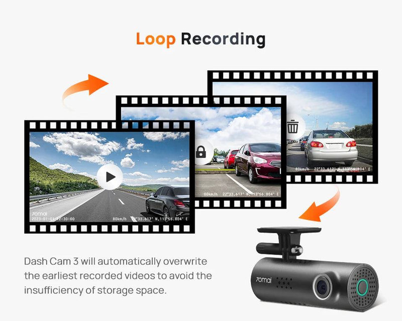 70mai Smart Dash Cam 3 M200 Voice Control 1080P 130FOV Wifi 70mai Car DVR Car Recorder Auto Recorder Wifi Parking Monitori - PST PS Tradings