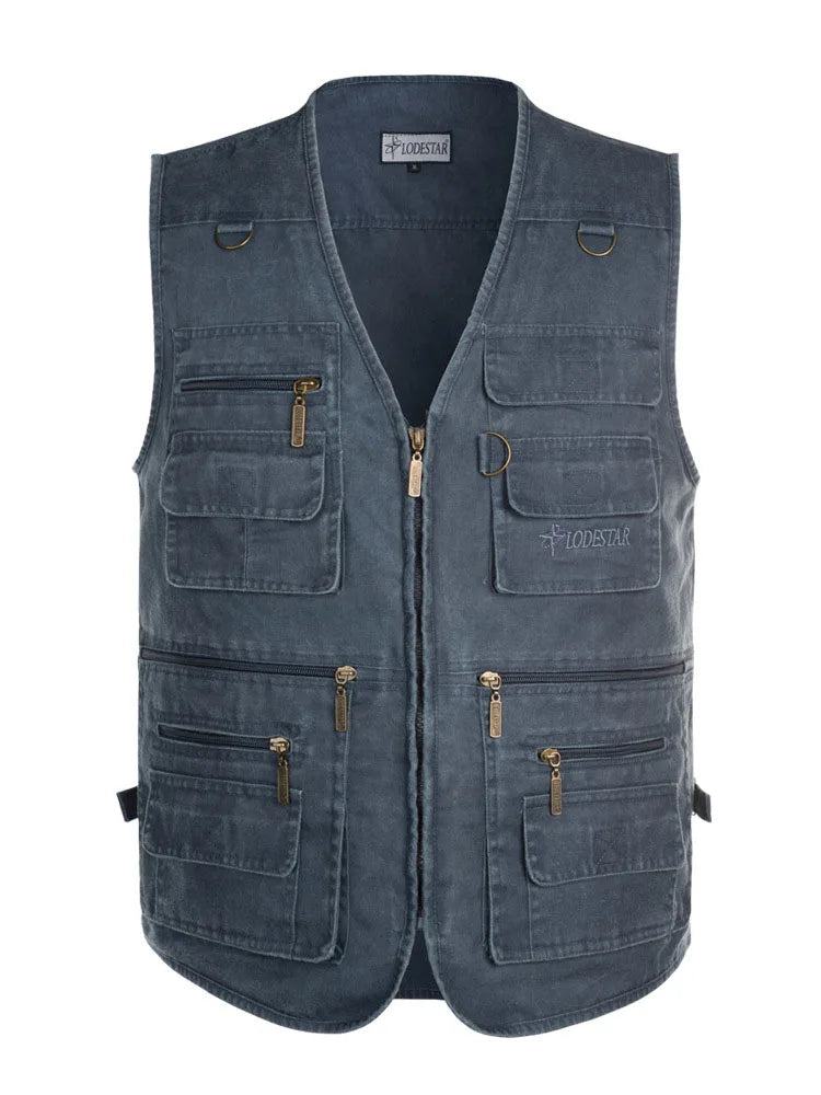 8XL 9XL 10XL New Male Casual Summer Big Size Cotton Sleeveless Vest With Many 16 Pockets Men Multi Pocket Photograph Waistcoat