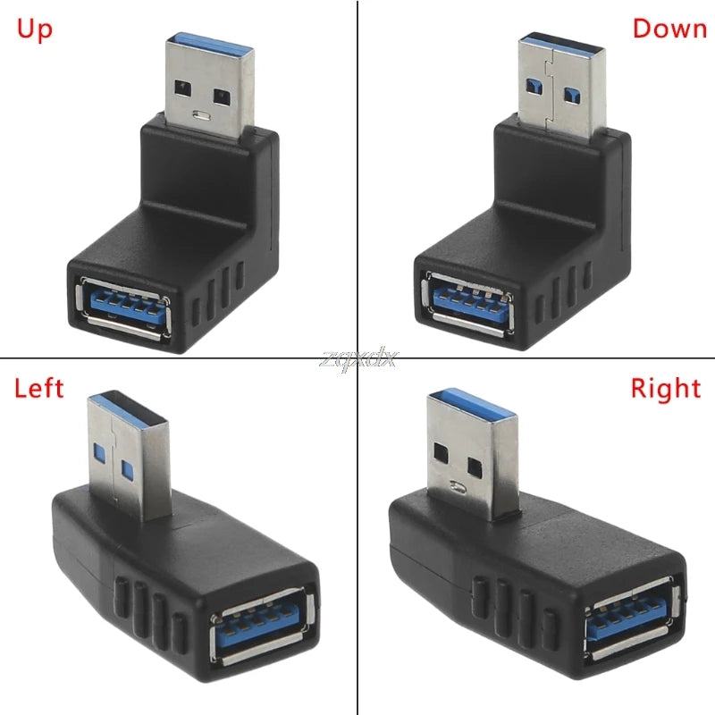 90 Degree Left Right Angled USB 3.0 A Male To Female Adapter Connector For Laptop PC   Drop ship