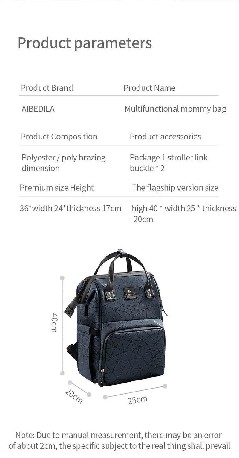 AIBEDILA Mommy Bag Waterproof USB Large-capacity Baby Backpack Female Mommy Outting Bag Mummy Bag Baby Bags for Mom Diaper Nappy - PST PS Tradings