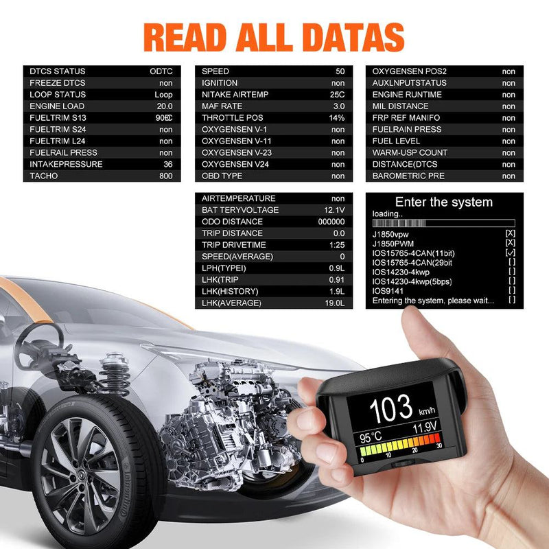 ANCEL A202 On-board Computer Car Digital Computer Display Speed Fuel Consumption Temperature Gauge OBD2 Automobile Scanner - PST PS Tradings