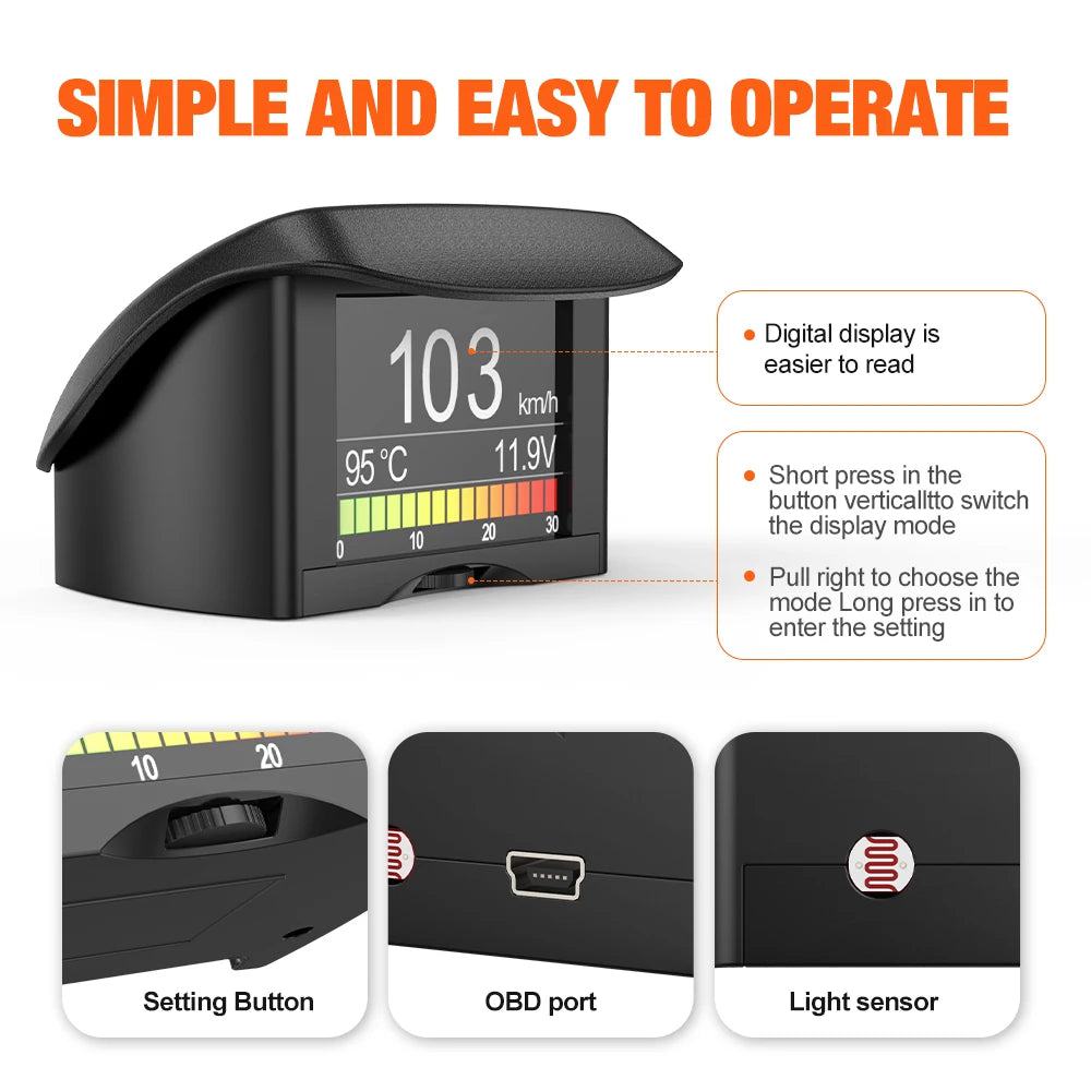 ANCEL A202 On-board Computer Car Digital Computer Display Speed Fuel Consumption Temperature Gauge OBD2 Automobile Scanner - PST PS Tradings