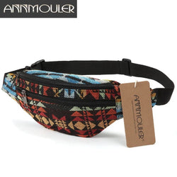 Annmouler New Women Fanny Pack 8 Colors Fabric Waist Packs Bohemian Style Waist Bag 2 Pocket Waist Belt Bag Travel Phone Pouch - PST PS Tradings