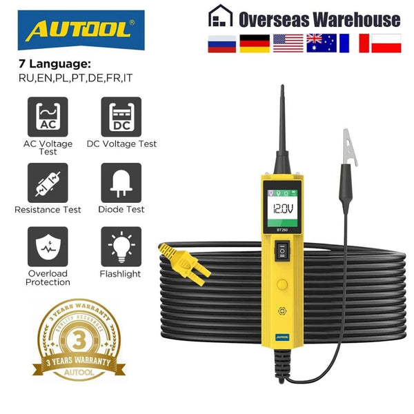 AUTOOL BT260 Car Electrical Circuit Tester Power Probe Automotive Scanner Auto LED Display Voltage Digital Diagnostic Tool pb100 - PST PS Tradings