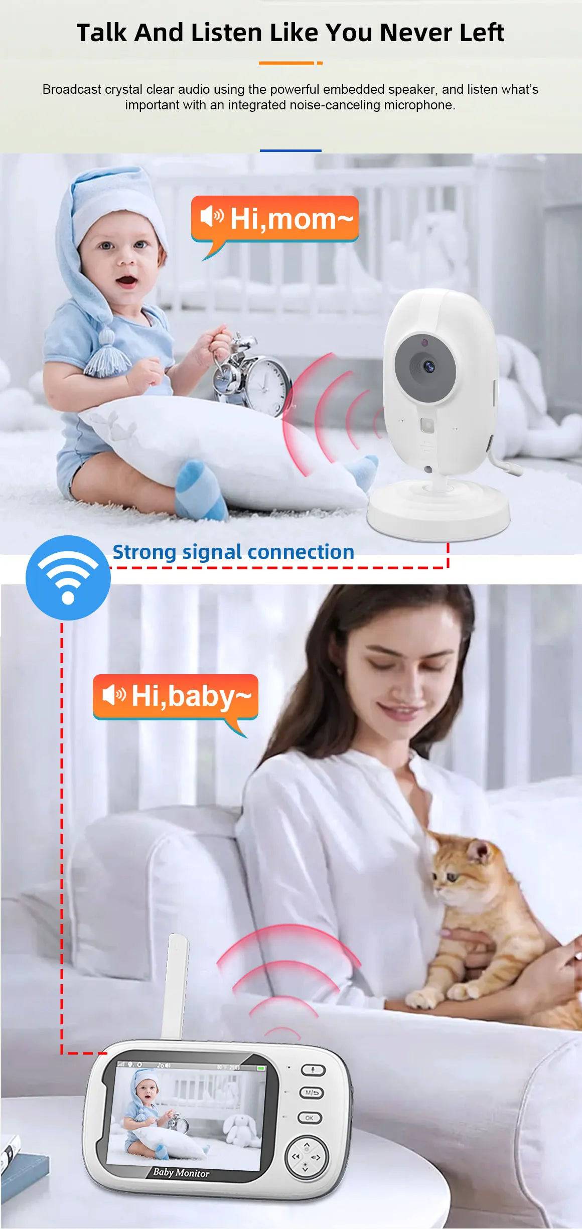 Baby Monitor With Camera 3.5 inch LCD Electronic Babysitter 2 Way Audio Night Vision Video Baby Nanny Radio Better than VB603 - Property & Safety Tradings