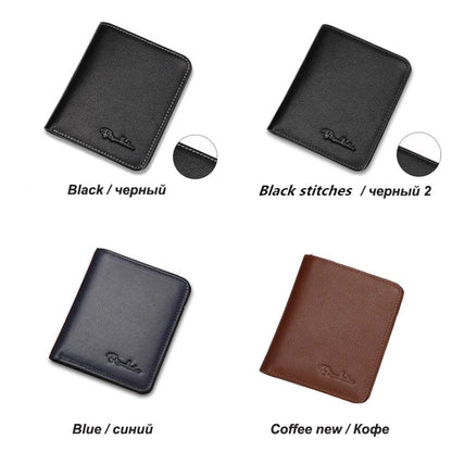 BISON DENIM Men Wallets Black Genuine Leather Purse For Men Business Card Holder Men's Wallet Mini N4429 - PST PS Tradings