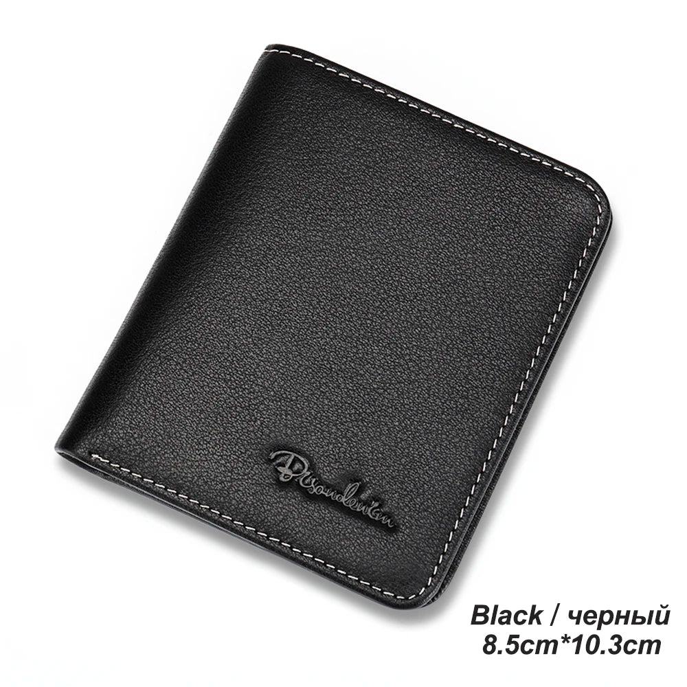 BISON DENIM Men Wallets Black Genuine Leather Purse For Men Business Card Holder Men's Wallet Mini N4429 - PST PS Tradings