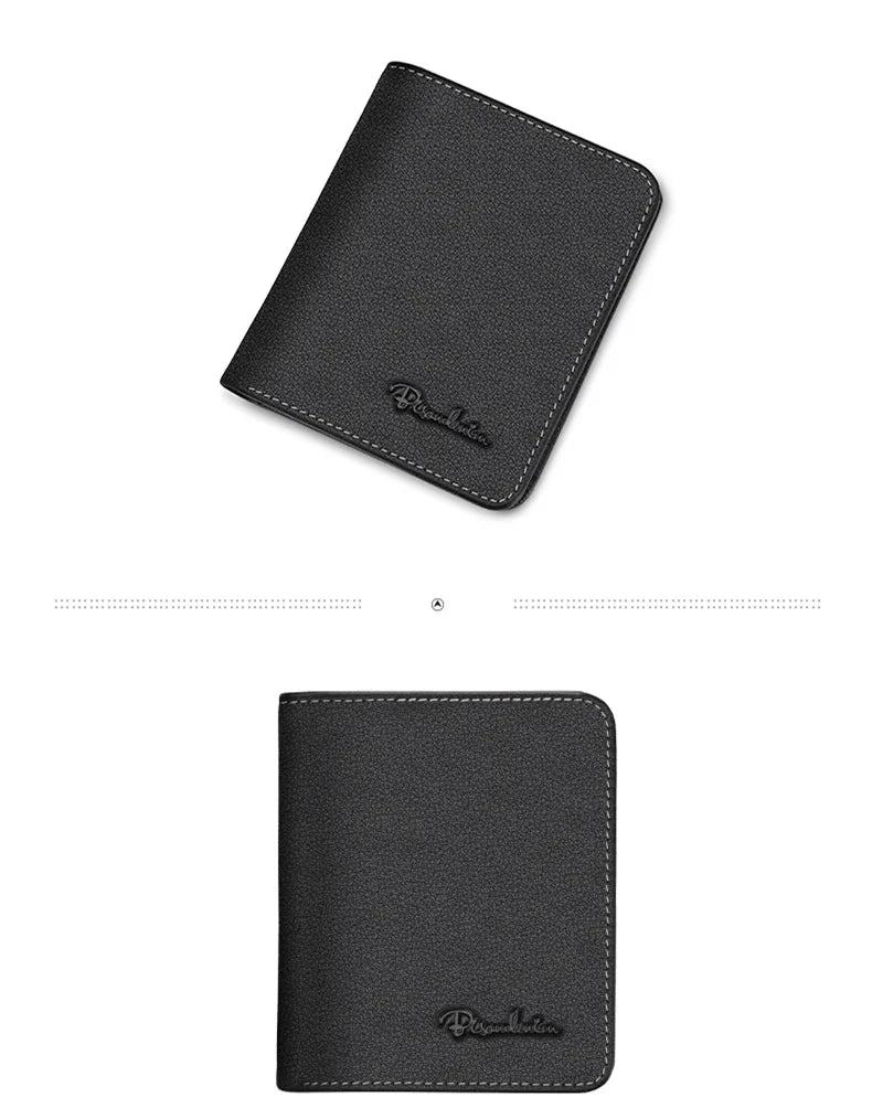 BISON DENIM Men Wallets Black Genuine Leather Purse For Men Business Card Holder Men's Wallet Mini N4429 - PST PS Tradings