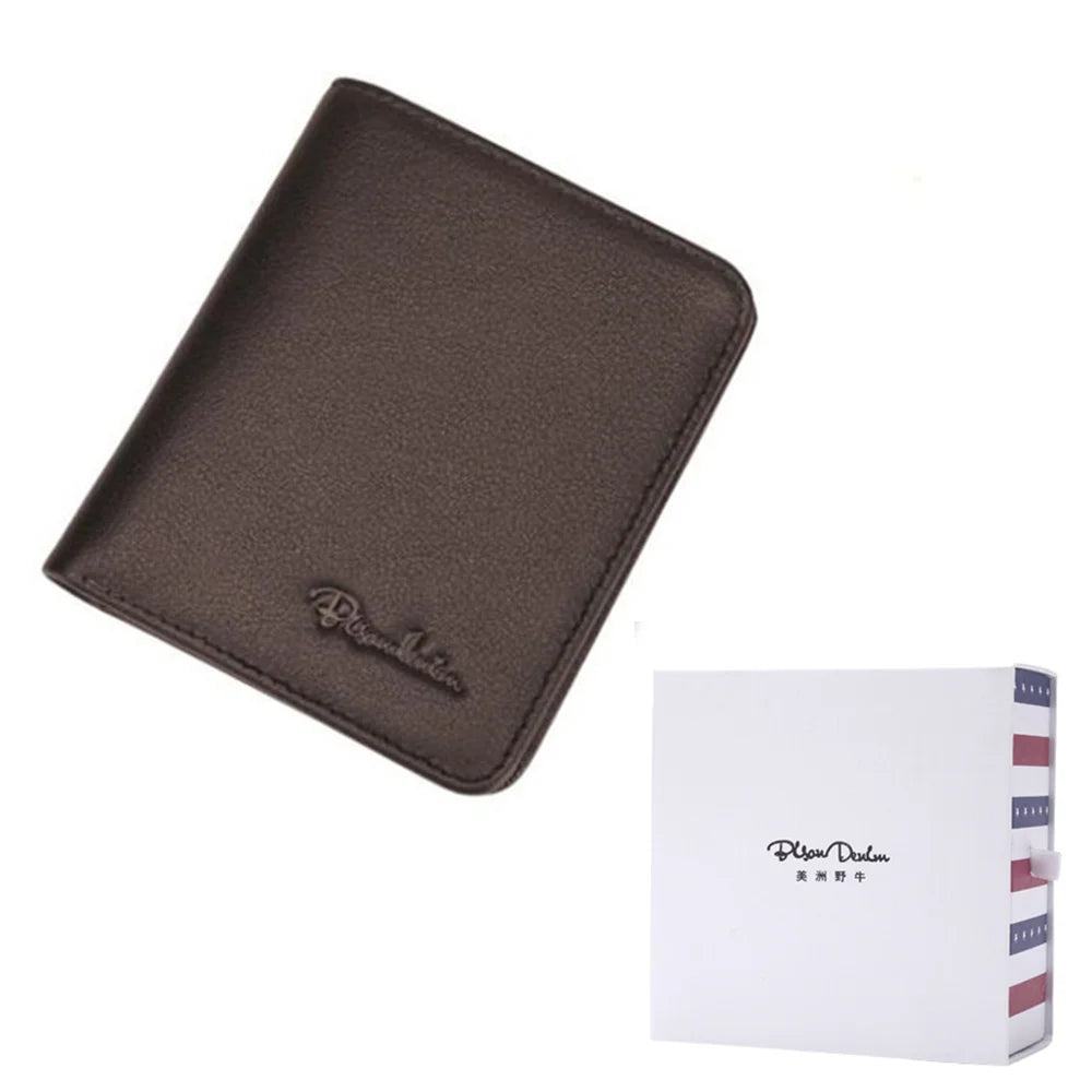 BISON DENIM Men Wallets Black Genuine Leather Purse For Men Business Card Holder Men's Wallet Mini N4429 - PST PS Tradings