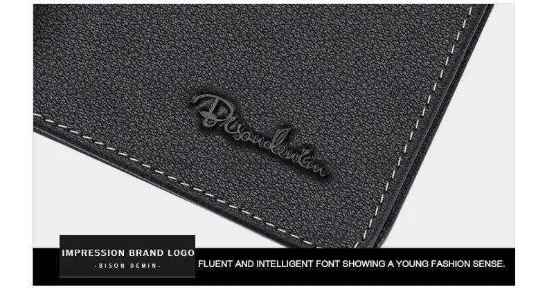 BISON DENIM Men Wallets Black Genuine Leather Purse For Men Business Card Holder Men's Wallet Mini N4429 - PST PS Tradings