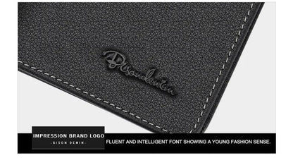 BISON DENIM Men Wallets Black Genuine Leather Purse For Men Business Card Holder Men's Wallet Mini N4429 - PST PS Tradings